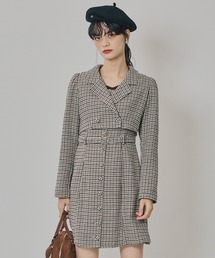 REDYAZEL | ハウンドトゥースショートジャケット×ミニワンピース(セットアップ)