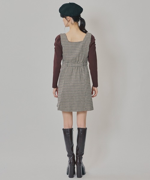 セール】ハウンドトゥースショートジャケット×ミニワンピース