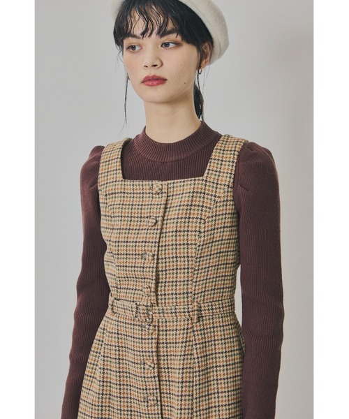 REDYAZEL(レディアゼル)の「ハウンドトゥースショートジャケット×ミニワンピース(セットアップ・レディース・ベージュ/ブラウン/カーキ・SMALL/MEDIUM)」の14枚目の写真