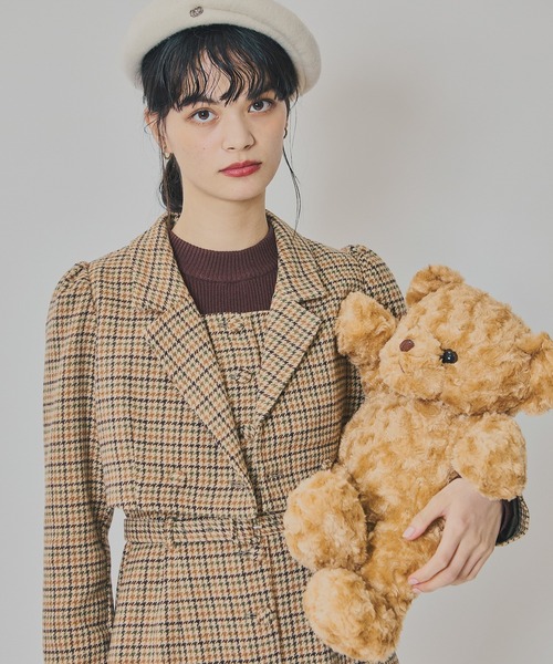 REDYAZEL(レディアゼル)の「ハウンドトゥースショートジャケット×ミニワンピース(セットアップ・レディース・ベージュ/ブラウン/カーキ・SMALL/MEDIUM)」の4枚目の写真