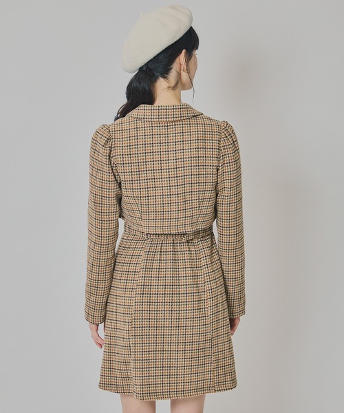 REDYAZEL(レディアゼル)の「ハウンドトゥースショートジャケット×ミニワンピース(セットアップ・レディース・ベージュ/ブラウン/カーキ・SMALL/MEDIUM)」の8枚目の写真
