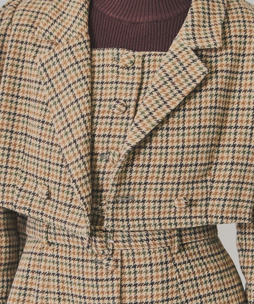 REDYAZEL(レディアゼル)の「ハウンドトゥースショートジャケット×ミニワンピース(セットアップ・レディース・ベージュ/ブラウン/カーキ・SMALL/MEDIUM)」の9枚目の写真