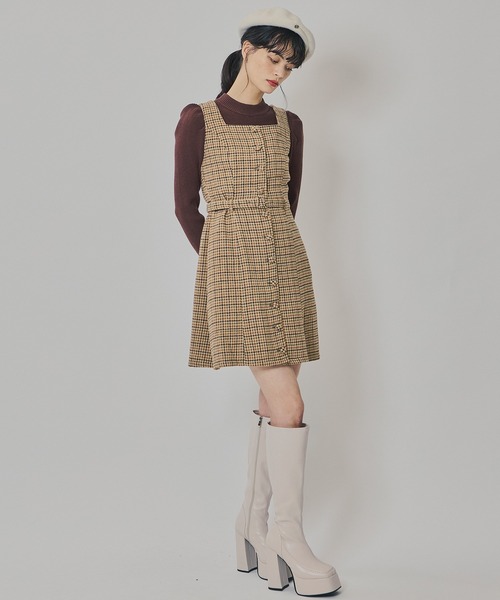 REDYAZEL(レディアゼル)の「ハウンドトゥースショートジャケット×ミニワンピース(セットアップ・レディース・ベージュ/ブラウン/カーキ・SMALL/MEDIUM)」の11枚目の写真