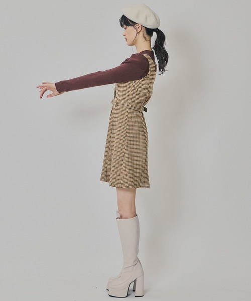 REDYAZEL(レディアゼル)の「ハウンドトゥースショートジャケット×ミニワンピース(セットアップ・レディース・ベージュ/ブラウン/カーキ・SMALL/MEDIUM)」の12枚目の写真