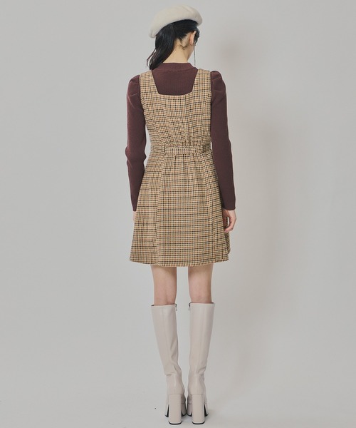 REDYAZEL(レディアゼル)の「ハウンドトゥースショートジャケット×ミニワンピース(セットアップ・レディース・ベージュ/ブラウン/カーキ・SMALL/MEDIUM)」の13枚目の写真