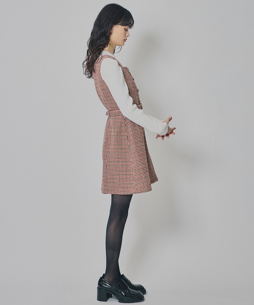 REDYAZEL(レディアゼル)の「ハウンドトゥースショートジャケット×ミニワンピース(セットアップ・レディース・ベージュ/ブラウン/カーキ・SMALL/MEDIUM)」の21枚目の写真