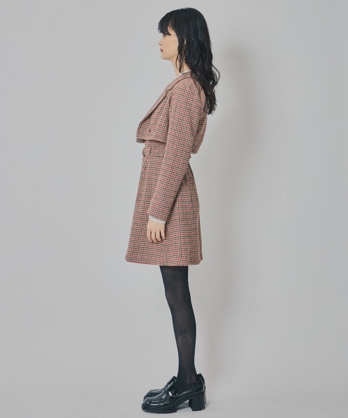 REDYAZEL(レディアゼル)の「ハウンドトゥースショートジャケット×ミニワンピース(セットアップ・レディース・ベージュ/ブラウン/カーキ・SMALL/MEDIUM)」の16枚目の写真