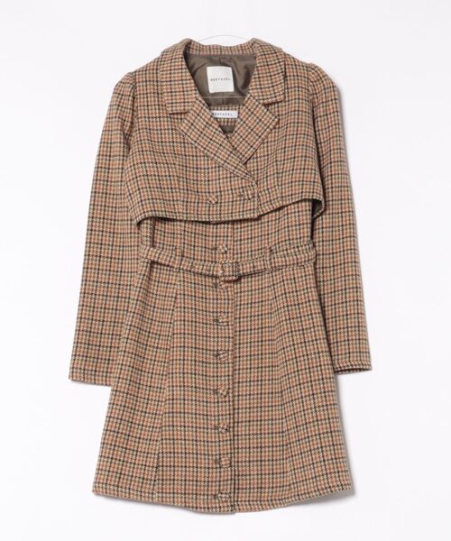 REDYAZEL（レディアゼル）の「ハウンドトゥースショートジャケット×ミニワンピース（セットアップ・レディース・ベージュ/ブラウン/カーキ・SMALL/MEDIUM）」の5枚目の写真