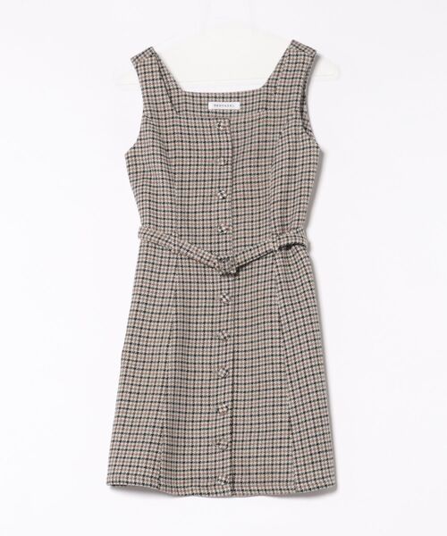 REDYAZEL（レディアゼル）の「ハウンドトゥースショートジャケット×ミニワンピース（セットアップ・レディース・ベージュ/ブラウン/カーキ・SMALL/MEDIUM）」の8枚目の写真