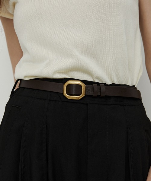 UNITED TOKYO(ユナイテッドトウキョウ)の「【待望の再入荷!】Octagon Buckle Leather Belt|オフィスカジュアル(ベルト・レディース・ゴールド/ブラウン・FREE)」の13枚目の写真