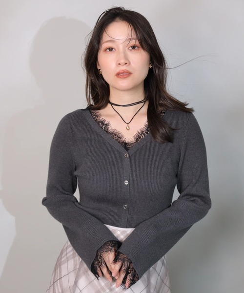 レーストリム2WAYカーデプルオーバー（ニット/セーター