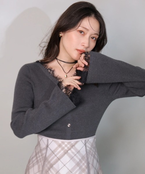 レーストリム2WAYカーデプルオーバー（ニット/セーター