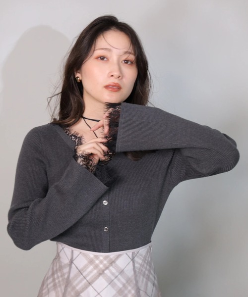 レーストリム2WAYカーデプルオーバー（ニット/セーター