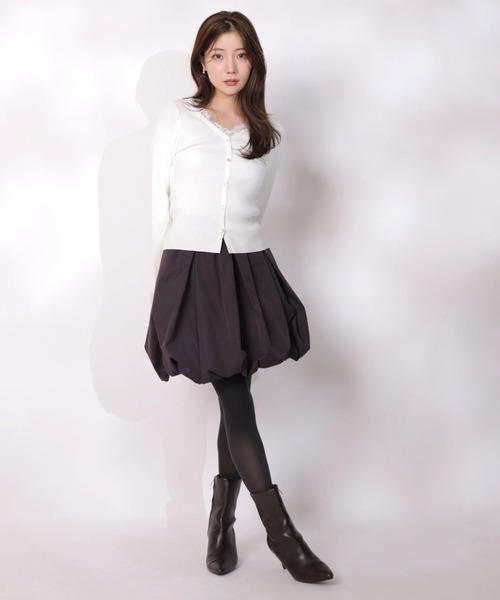 Apuweiser-riche（アプワイザーリッシェ）の「レーストリム２ＷＡＹカーデプルオーバー（ニット/セーター・レディース・グレー/ホワイト/ブラック/ボルドー/グレイッシュベージュ/ピンクベージュ・2）」の15枚目の写真