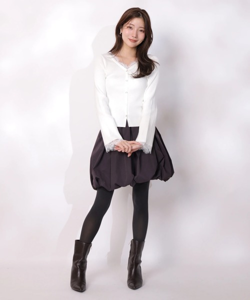 Apuweiser-riche（アプワイザーリッシェ）の「レーストリム２ＷＡＹカーデプルオーバー（ニット/セーター・レディース・グレー/ホワイト/ブラック/ボルドー/グレイッシュベージュ/ピンクベージュ・2）」の16枚目の写真