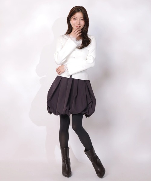 Apuweiser-riche（アプワイザーリッシェ）の「レーストリム２ＷＡＹカーデプルオーバー（ニット/セーター・レディース・グレー/ホワイト/ブラック/ボルドー/グレイッシュベージュ/ピンクベージュ・2）」の18枚目の写真