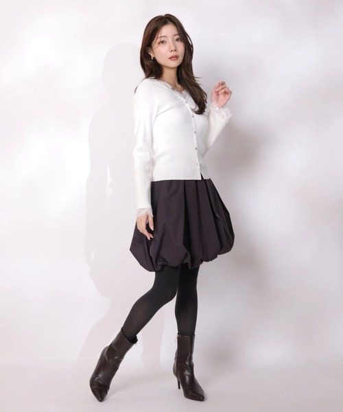 Apuweiser-riche（アプワイザーリッシェ）の「レーストリム２ＷＡＹカーデプルオーバー（ニット/セーター・レディース・グレー/ホワイト/ブラック/ボルドー/グレイッシュベージュ/ピンクベージュ・2）」の19枚目の写真