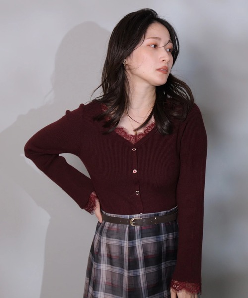 レーストリム2WAYカーデプルオーバー（ニット/セーター