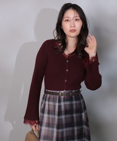 レーストリム2WAYカーデプルオーバー（ニット/セーター