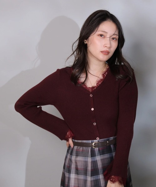 レーストリム2WAYカーデプルオーバー（ニット/セーター