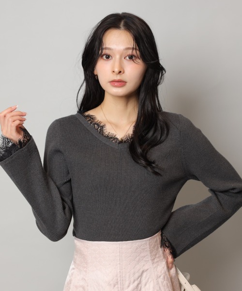 レーストリム2WAYカーデプルオーバー（ニット/セーター