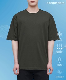 [クールタンダード] リラックスフィットクルーネックTシャツ [カーキ]
