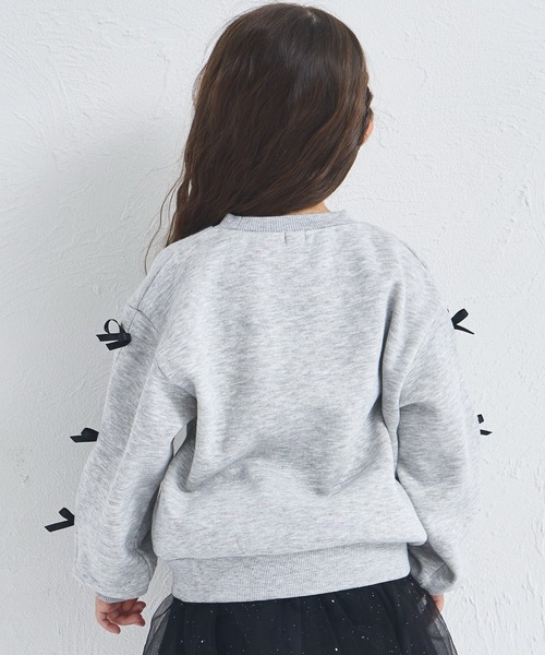pairmanon（ペアマノン）の「【ぬくふわ】ガールズ 袖リボン 裏起毛 トレーナー（スウェット・キッズ・グレー/レッド系その他/イエロー・120/130/140/150/90/100/110）」の6枚目の写真