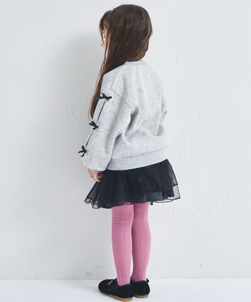 pairmanon（ペアマノン）の「【ぬくふわ】ガールズ 袖リボン 裏起毛 トレーナー（スウェット・キッズ・グレー/レッド系その他/イエロー・120/130/140/150/90/100/110）」の7枚目の写真