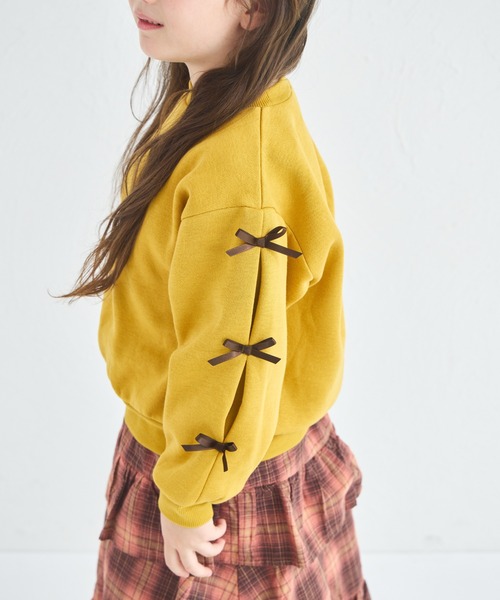 pairmanon（ペアマノン）の「【ぬくふわ】ガールズ 袖リボン 裏起毛 トレーナー（スウェット・キッズ・グレー/レッド系その他/イエロー・120/130/140/150/90/100/110）」の10枚目の写真