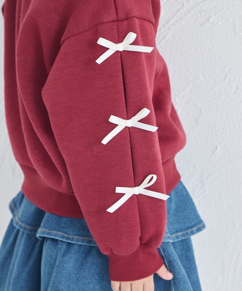 pairmanon（ペアマノン）の「【ぬくふわ】ガールズ 袖リボン 裏起毛 トレーナー（スウェット・キッズ・グレー/レッド系その他/イエロー・120/130/140/150/90/100/110）」の14枚目の写真