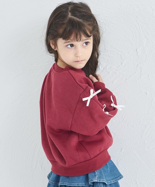 pairmanon（ペアマノン）の「【ぬくふわ】ガールズ 袖リボン 裏起毛 トレーナー（スウェット・キッズ・グレー/レッド系その他/イエロー・120/130/140/150/90/100/110）」の15枚目の写真