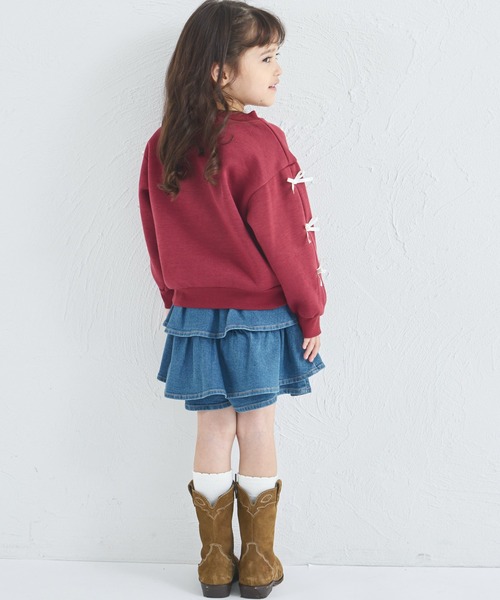 pairmanon（ペアマノン）の「【ぬくふわ】ガールズ 袖リボン 裏起毛 トレーナー（スウェット・キッズ・グレー/レッド系その他/イエロー・120/130/140/150/90/100/110）」の16枚目の写真