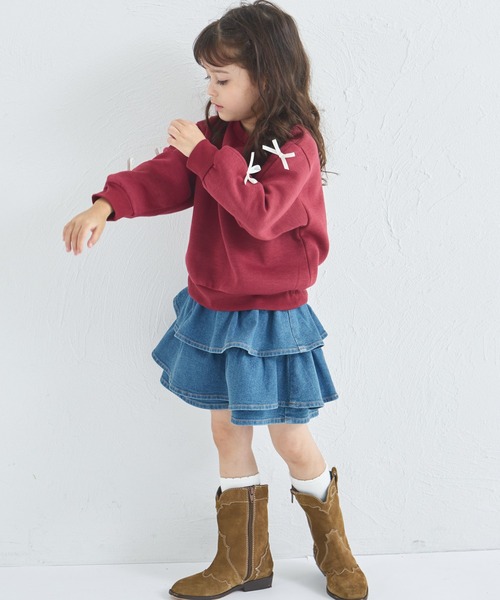 pairmanon（ペアマノン）の「【ぬくふわ】ガールズ 袖リボン 裏起毛 トレーナー（スウェット・キッズ・グレー/レッド系その他/イエロー・120/130/140/150/90/100/110）」の17枚目の写真