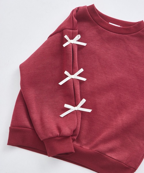 pairmanon（ペアマノン）の「【ぬくふわ】ガールズ 袖リボン 裏起毛 トレーナー（スウェット・キッズ・グレー/レッド系その他/イエロー・120/130/140/150/90/100/110）」の20枚目の写真