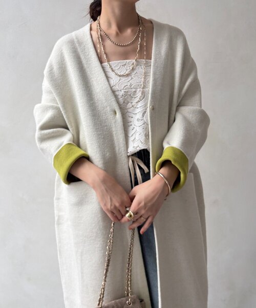 セール】ダブルフェイスニットガウン（カーディガン/ボレロ）｜DouDou