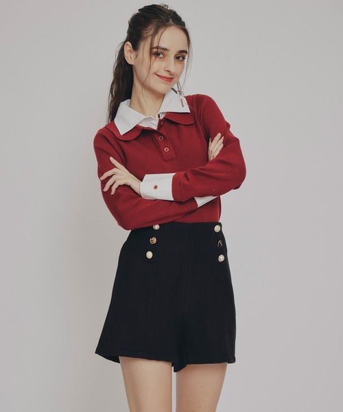 REDYAZEL(レディアゼル)の「ハイウエストマルチボタンショートパンツ(その他パンツ・レディース・ライトグレー/ブラック/オフホワイト・MEDIUM/SMALL)」の8枚目の写真