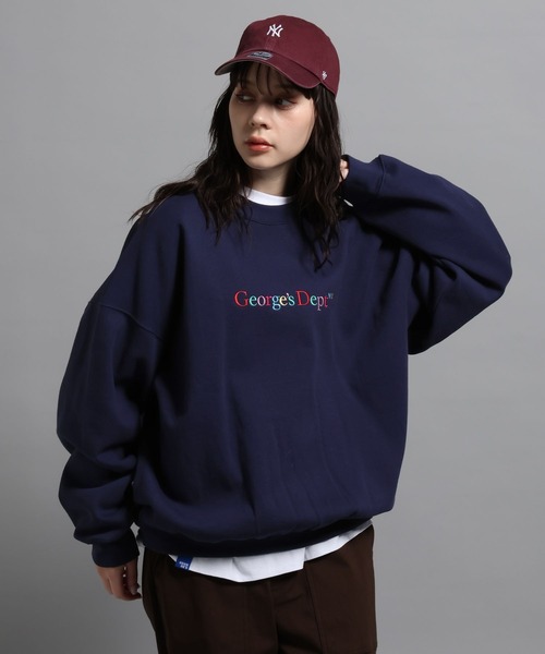 GEORGE'S(ジョージズ)の「カラー刺繍プルオーバー(Tシャツ/カットソー・メンズ・ホワイト/ネイビー・MEDIUM/LARGE)」の1枚目の写真