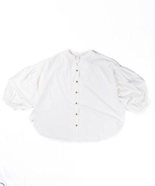 SWITCH BY ARCH（スイッチバイアーチ）の「【W】【it】【ARC】【SWITCH by ARCH】Volume Sleeve Skipper Shirts ARM-706（シャツ/ブラウス・レディース・ブラウン/オフホワイト・FREE）」の2枚目の写真