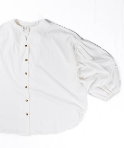 SWITCH BY ARCH（スイッチバイアーチ）の「【W】【it】【ARC】【SWITCH by ARCH】Volume Sleeve Skipper Shirts ARM-706（シャツ/ブラウス・レディース・ブラウン/オフホワイト・FREE）」の4枚目の写真