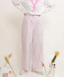 CHILD WOMAN | 40/-オックスマルチストライプ センタープレスストレートパンツ(セットアップ対応)(その他パンツ)
