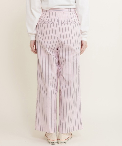 CHILD WOMAN(チャイルドウーマン)の「40/-オックスマルチストライプ センタープレスストレートパンツ(セットアップ対応)(その他パンツ・レディース・ピンク・36/38)」の14枚目の写真