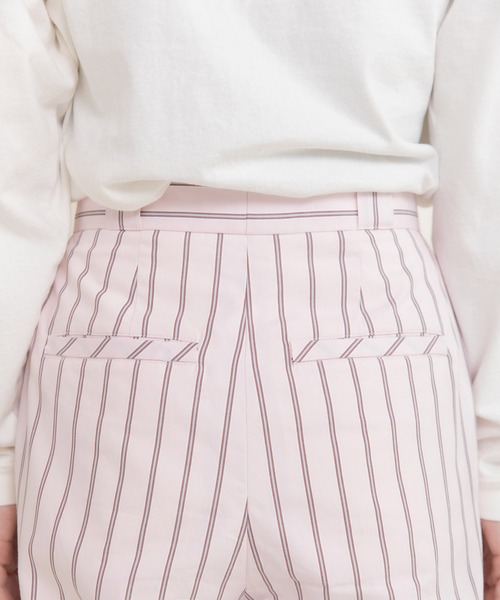 CHILD WOMAN(チャイルドウーマン)の「40/-オックスマルチストライプ センタープレスストレートパンツ(セットアップ対応)(その他パンツ・レディース・ピンク・36/38)」の16枚目の写真