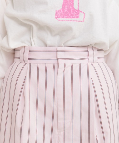 CHILD WOMAN(チャイルドウーマン)の「40/-オックスマルチストライプ センタープレスストレートパンツ(セットアップ対応)(その他パンツ・レディース・ピンク・36/38)」の15枚目の写真