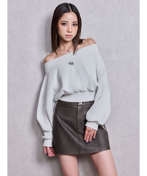 GYDA（ジェイダ）の「GG shortラメトップス（Tシャツ/カットソー・レディース・ブラック/オフホワイト・FREE）」の7枚目の写真