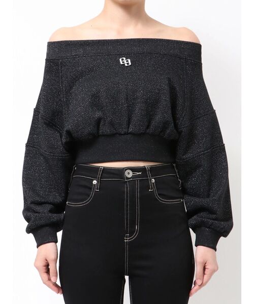 GYDA（ジェイダ）の「GG shortラメトップス（Tシャツ/カットソー・レディース・ブラック/オフホワイト・FREE）」の12枚目の写真