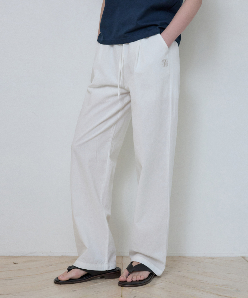 WEDNESDAYOASISFORWOMEN(ウェンズデー オアシス フォー ウーマン)の「W/リネンライクシンボルディープワンタックパンツ_IVORY(W25-PT11)(その他パンツ・レディース・アイボリー・SMALL/MEDIUM)」の1枚目の写真