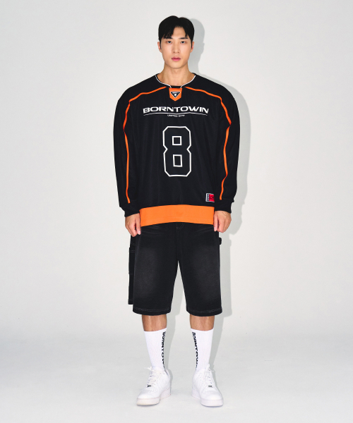 BORN TO WIN（ボーントゥウィン）の「LINE TAPING RUGBY LONG SLEEVE [BLACK]（Tシャツ/カットソー・メンズ・その他・1/2/3）」の3枚目の写真
