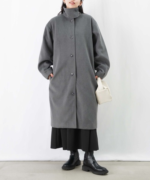 ♡新品未使用♡MONNALISA♡ロングコート　グレー セール】LC/LLL スタンドカラーロングコート（その他アウター）｜LUCA