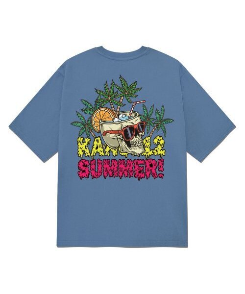 KAN6312(カン6312)の「KGTN0212 ワイキキ 20番手 半袖Tシャツ ブルー(Tシャツ/カットソー・メンズ・その他・LARGE/MEDIUM/SMALL/X-LARGE)」の1枚目の写真