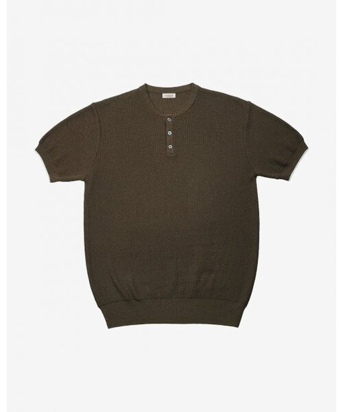 Textured Henley neck Knit (коричневый)